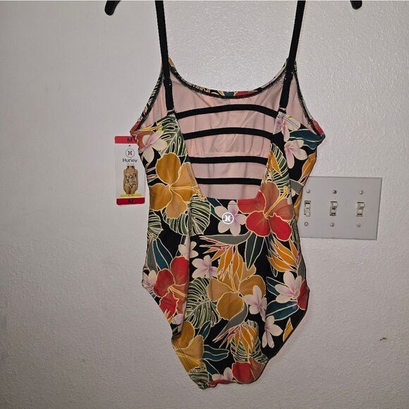 Hurley Floral Print Multicolor One-Piece Swimsuit Size Medium - Picture 9 of 12